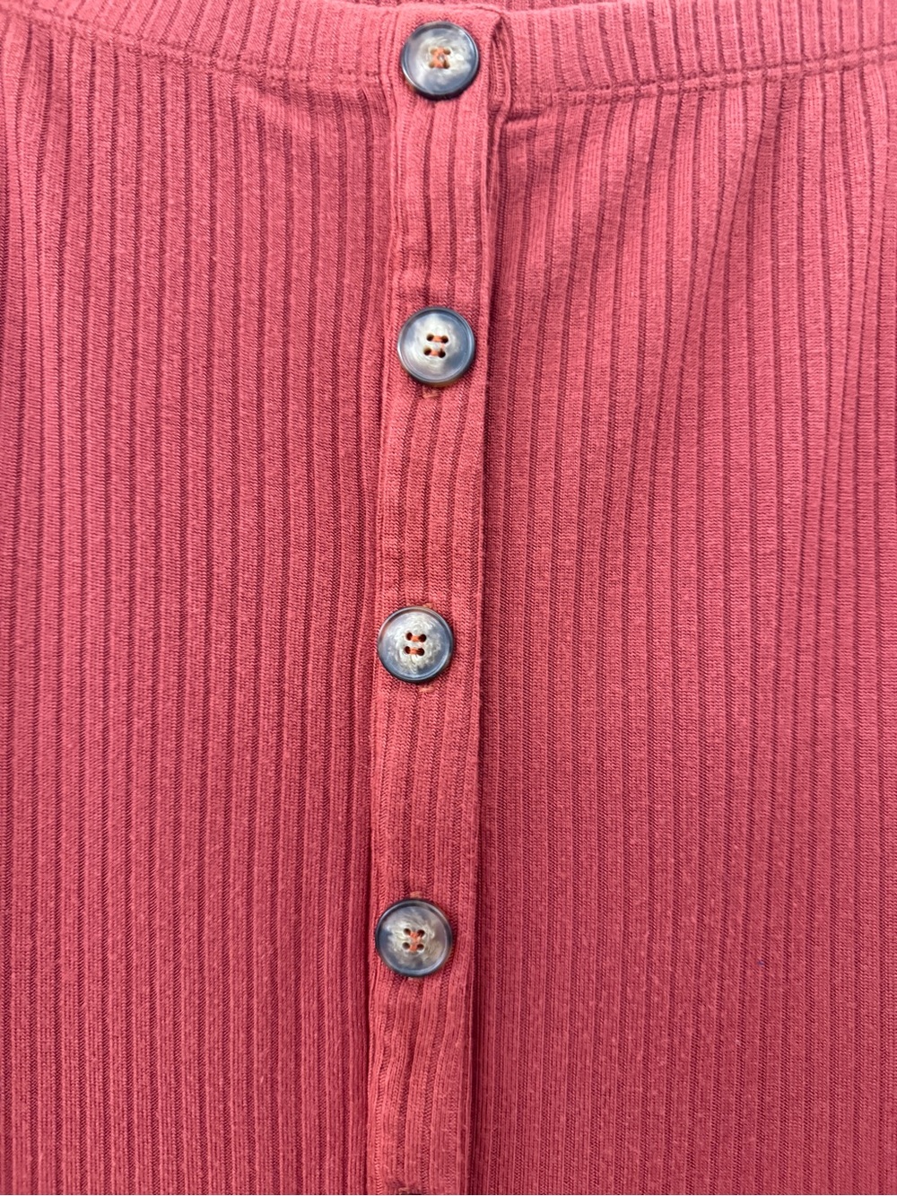 Reformation Jeans Rosie Ribbed Button-Front Midi Skirt - Rust / Size M - Picture 6 of 10